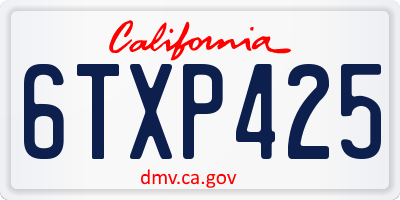 CA license plate 6TXP425