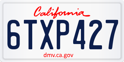 CA license plate 6TXP427