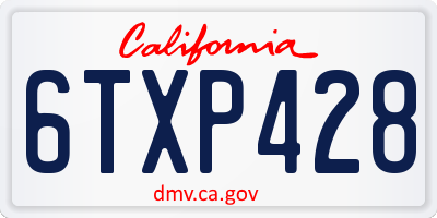 CA license plate 6TXP428