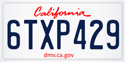CA license plate 6TXP429