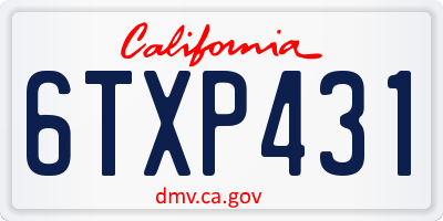 CA license plate 6TXP431