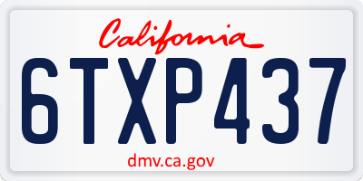 CA license plate 6TXP437