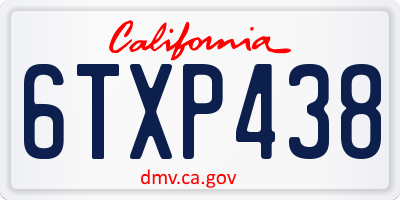 CA license plate 6TXP438