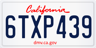 CA license plate 6TXP439