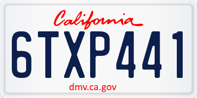 CA license plate 6TXP441