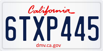 CA license plate 6TXP445