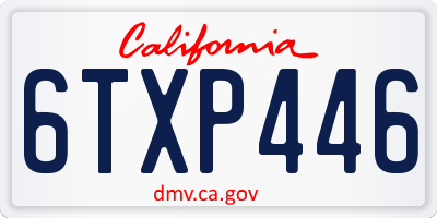 CA license plate 6TXP446