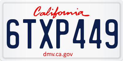 CA license plate 6TXP449