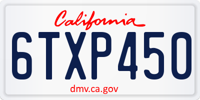 CA license plate 6TXP450