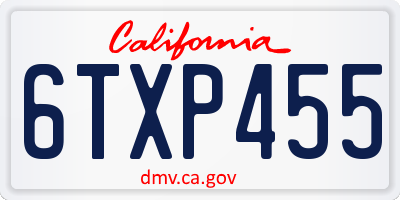 CA license plate 6TXP455