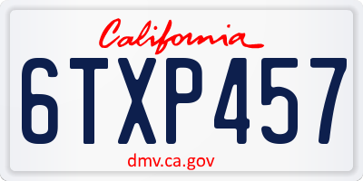 CA license plate 6TXP457
