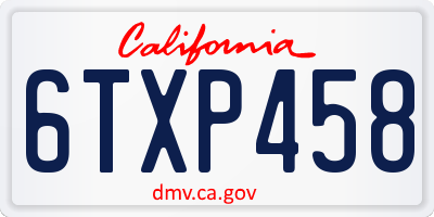CA license plate 6TXP458