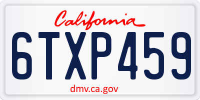 CA license plate 6TXP459