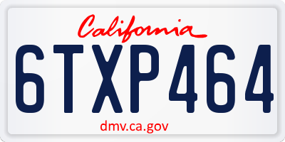 CA license plate 6TXP464