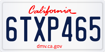 CA license plate 6TXP465