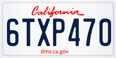 CA license plate 6TXP470