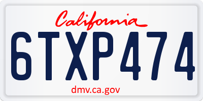 CA license plate 6TXP474