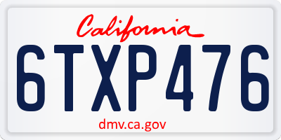 CA license plate 6TXP476