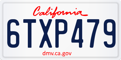 CA license plate 6TXP479