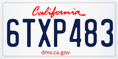 CA license plate 6TXP483