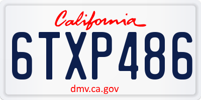 CA license plate 6TXP486