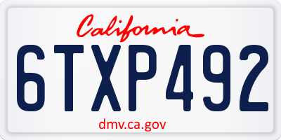CA license plate 6TXP492