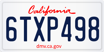 CA license plate 6TXP498