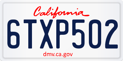 CA license plate 6TXP502