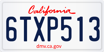 CA license plate 6TXP513