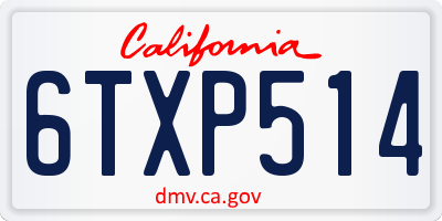 CA license plate 6TXP514