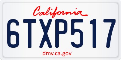 CA license plate 6TXP517