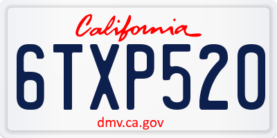 CA license plate 6TXP520