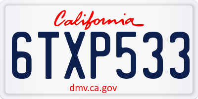 CA license plate 6TXP533