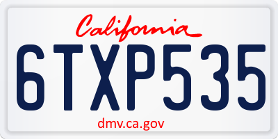 CA license plate 6TXP535