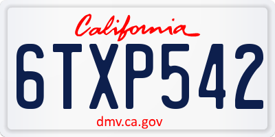 CA license plate 6TXP542