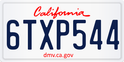 CA license plate 6TXP544