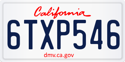 CA license plate 6TXP546