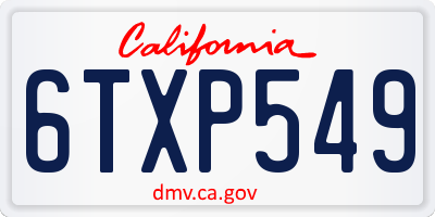 CA license plate 6TXP549