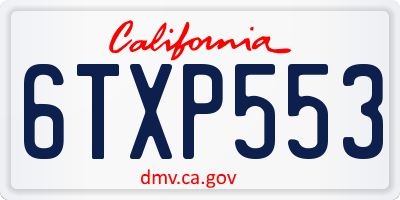 CA license plate 6TXP553