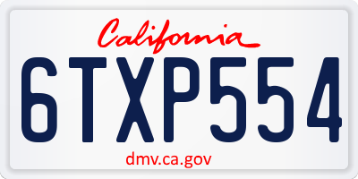 CA license plate 6TXP554