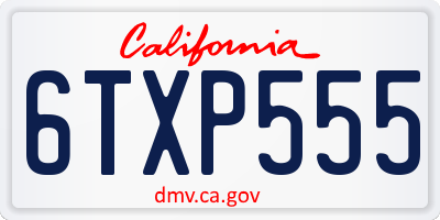 CA license plate 6TXP555