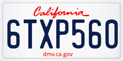 CA license plate 6TXP560