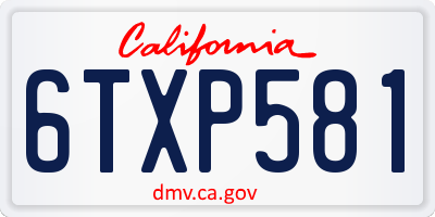 CA license plate 6TXP581