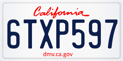 CA license plate 6TXP597