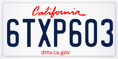 CA license plate 6TXP603