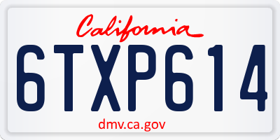 CA license plate 6TXP614