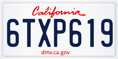 CA license plate 6TXP619