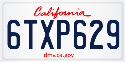 CA license plate 6TXP629