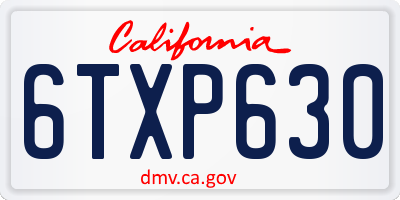 CA license plate 6TXP630