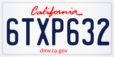 CA license plate 6TXP632